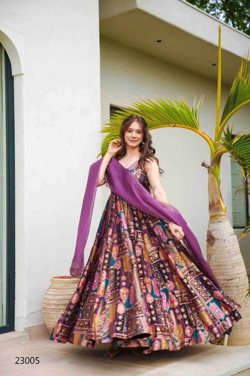 Silk Anarkali Long Gown - MYLUXURY LANE ENTERPRISE